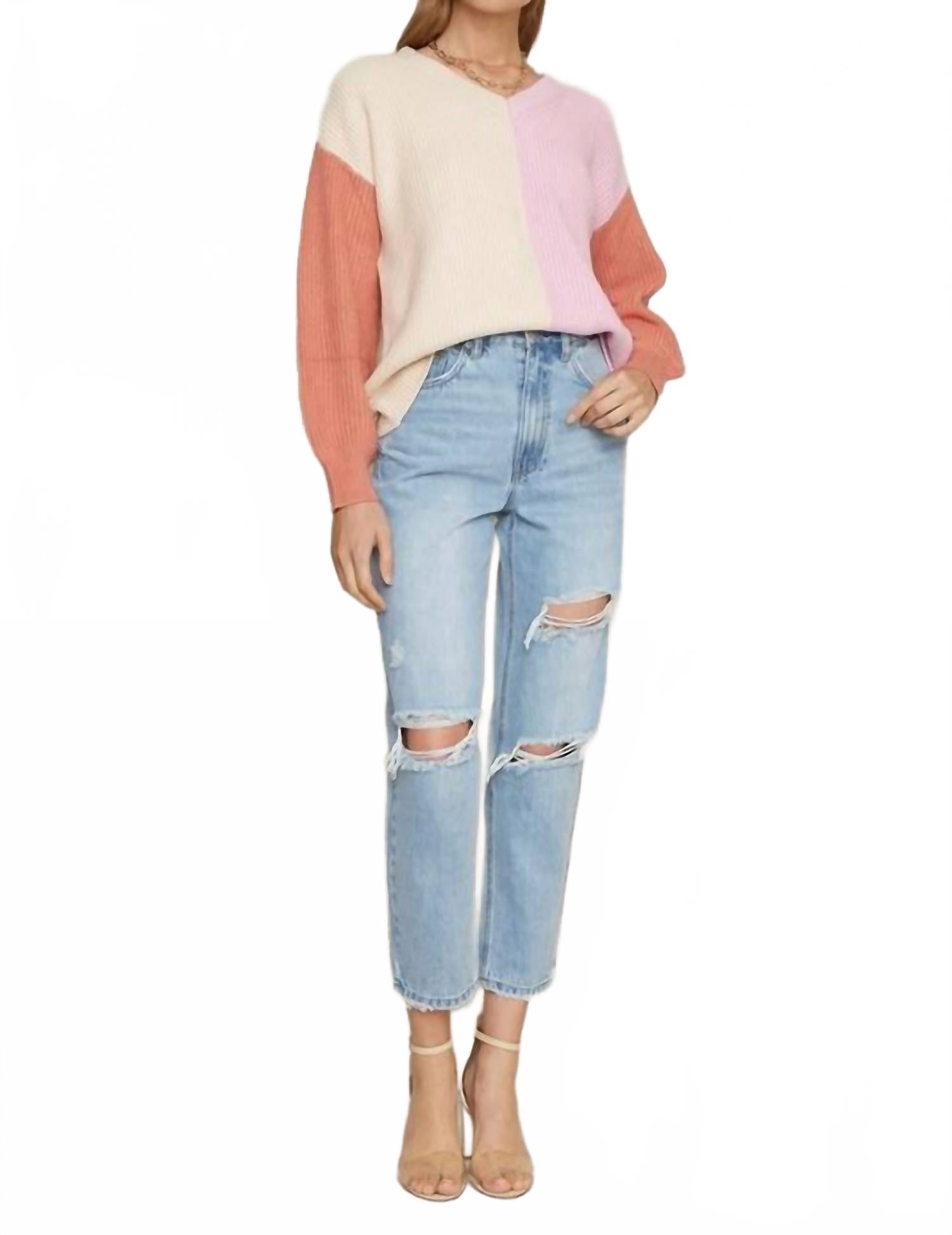 

Разноцветный вязаный свитер с длинным рукавом терракотового цвета Dee elly, Terra Cotta