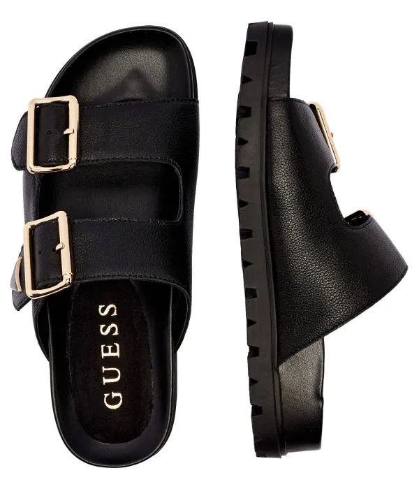 Кожаные тапочки застегиваются Guess, черный — фото 4