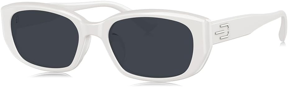

Солнцезащитные очки BOLON Men Women Trendy Narrow Square Polarized Sunglasses BL3120 Dotonbori 55mm, эксклюзивный бренд очков EssilorLuxottica, White/Blue Grey Polarized