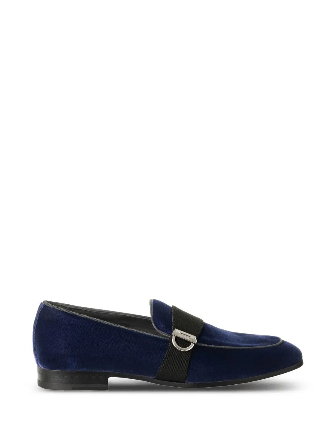 Бархатные лоферы с декором Gancini Ferragamo, синий