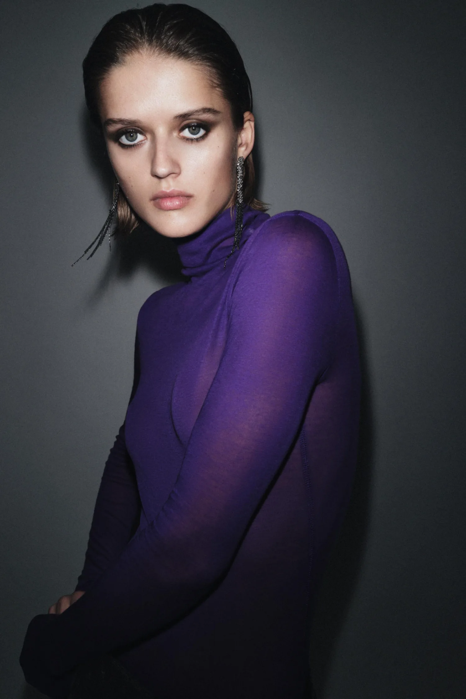Хлопковая футболка supima Zara, фиолетовый — фото 2