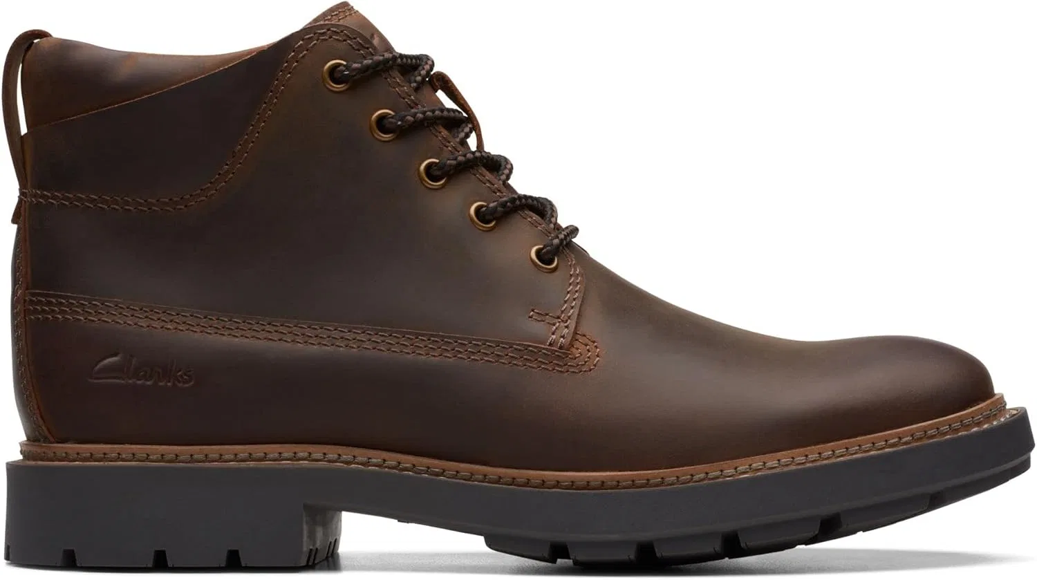 Мужские ботинки Clarks Craftdale2 средней высоты из гладкой кожи коричневого цвета