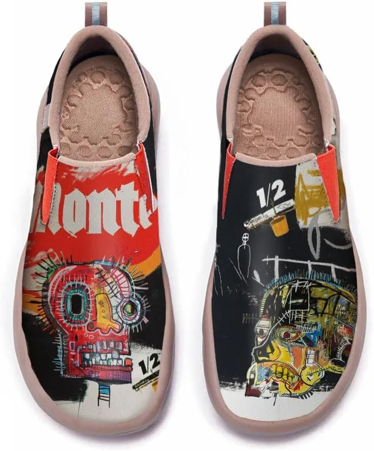Мокасины мужские повседневные, легкие, slip-on, с рисунком Basquiat Pattern-05 Solepulse