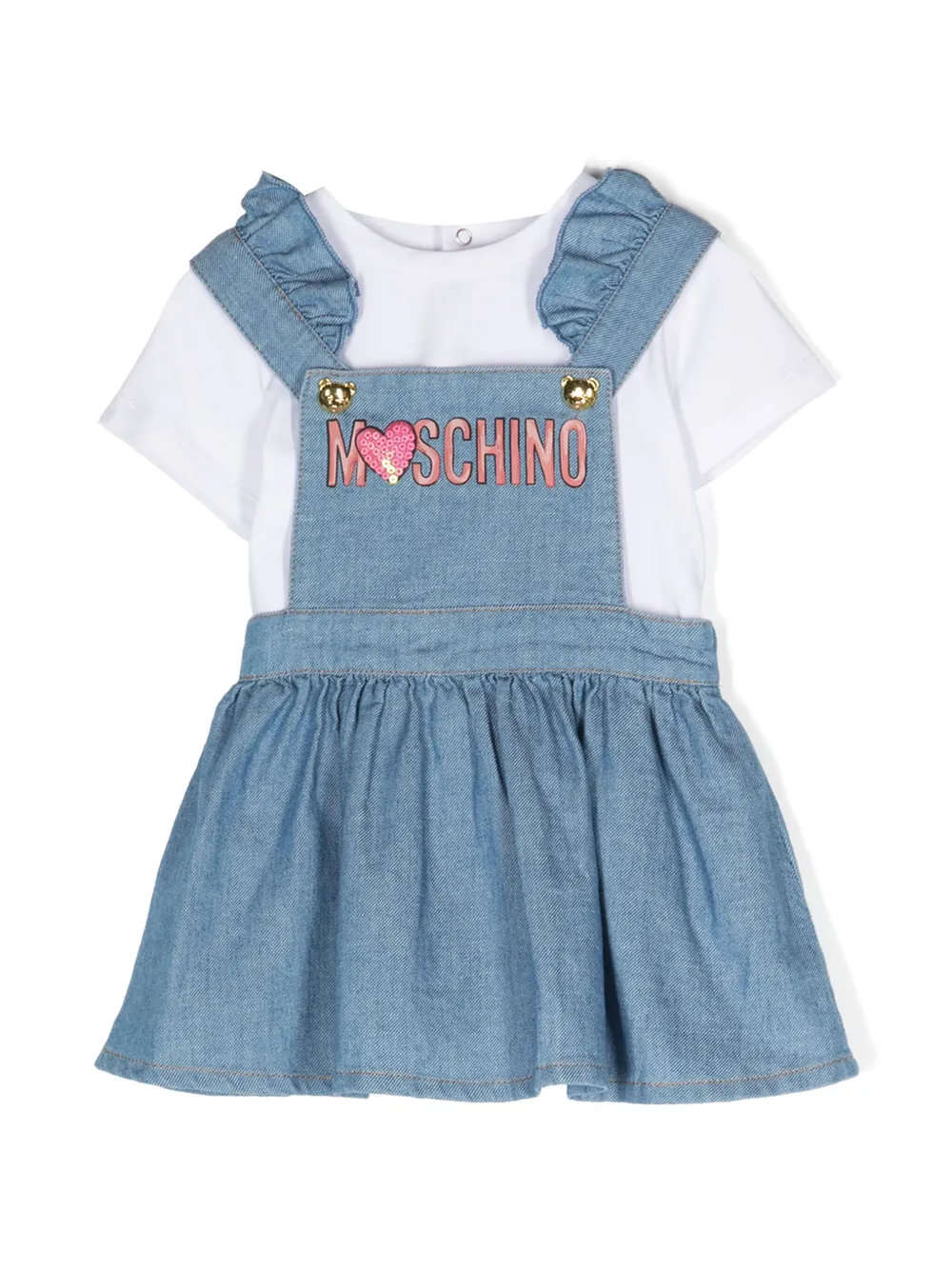 

Комплект из топа и юбки с логотипом Moschino Kids, синий