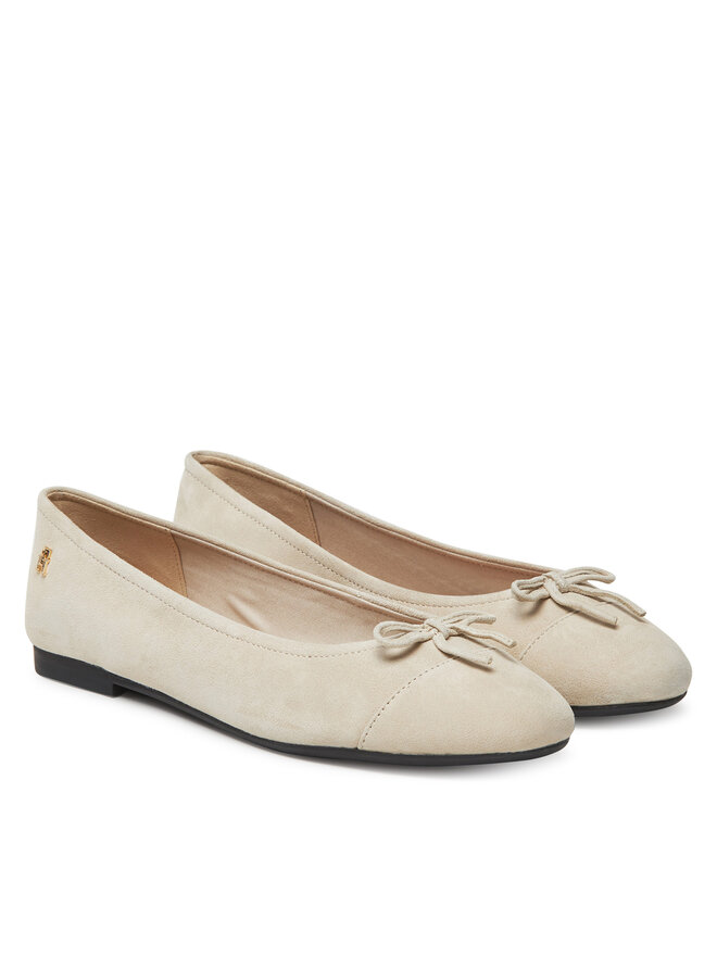 Балетки Toe Cap Suede Ballerina FW0FW08909 Tommy Hilfiger, бежевый — фото 2