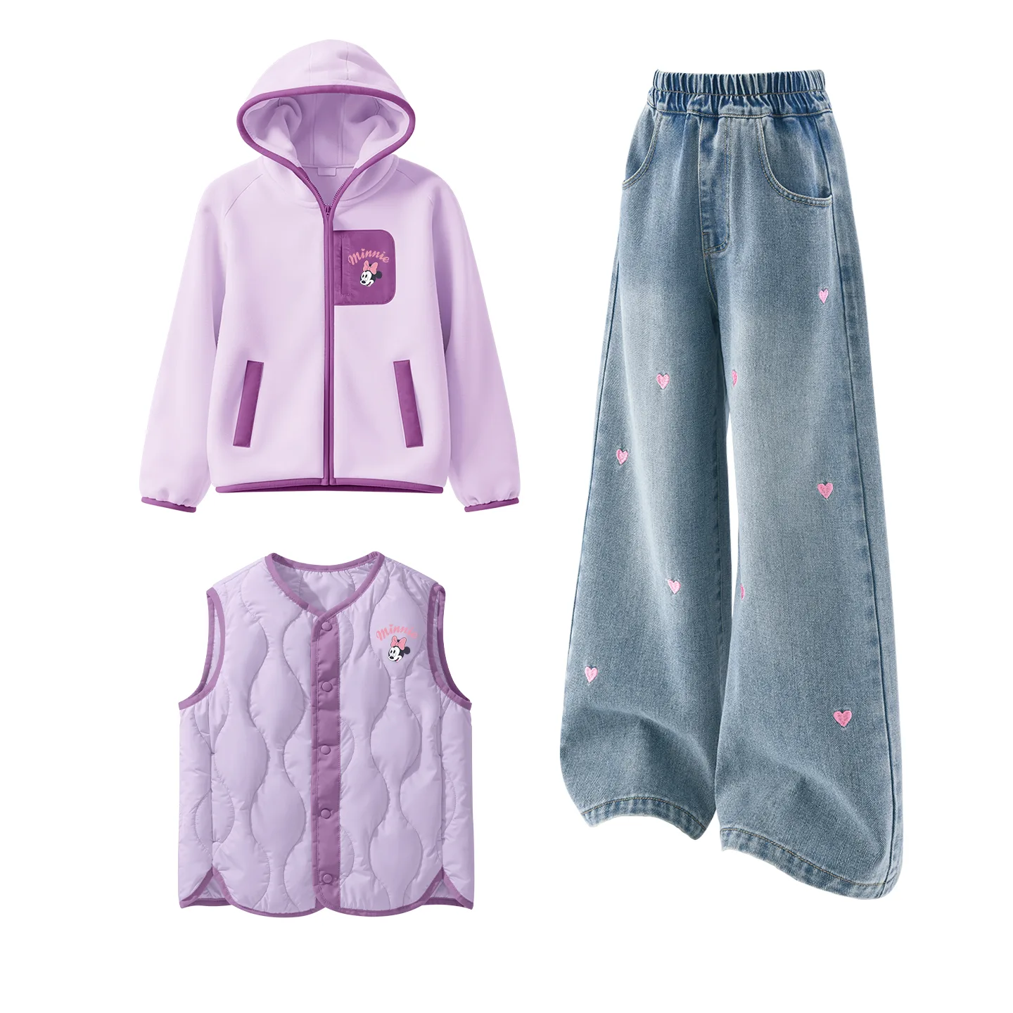 Детский спортивный комплект из 3 предметов Disney, [Thickened and Fleece-Lined]Silicone Eye-Lift K Purple+Solid Color Denim Light Blue+Silicone Eye-Lift K Black — фото 4