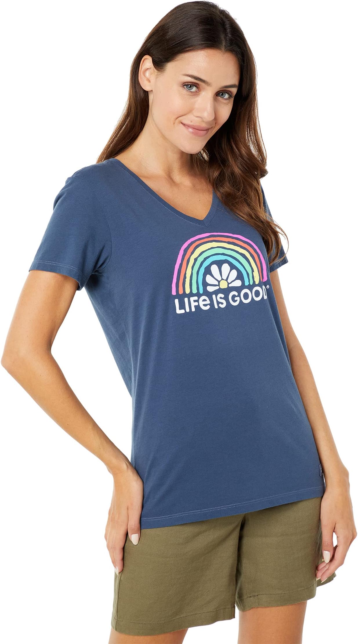 

Футболка Life is Good Daisy Rainbow Crusher-Lite Tee, цвет Darkest Blue