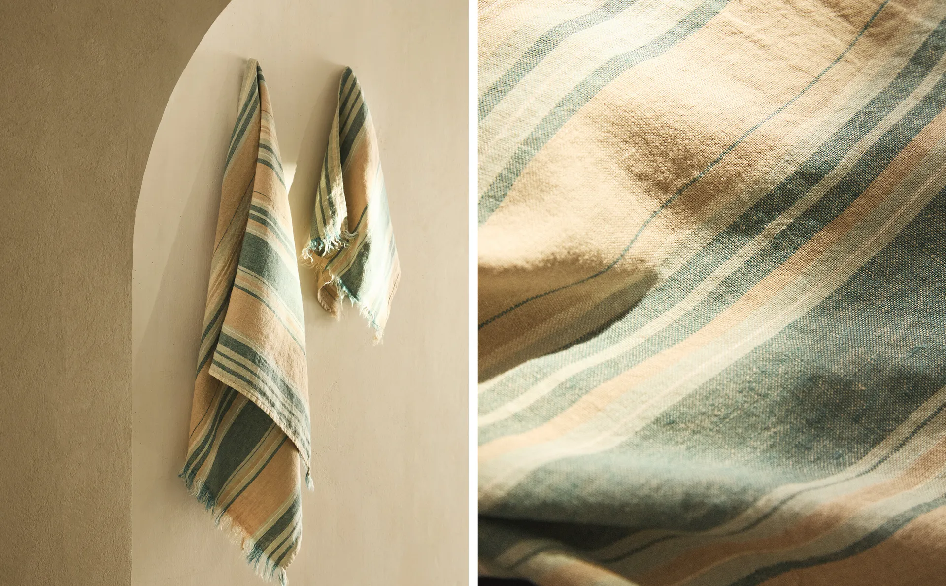 

Полосатое льняное банное полотенце Zara Home, мультиколор