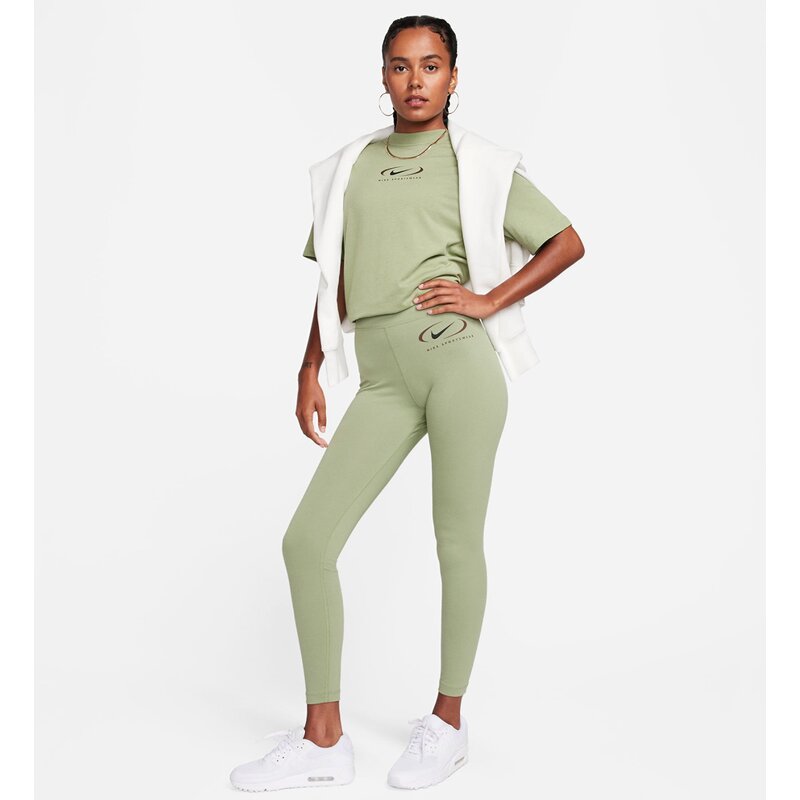 Tight w nsw lggng hr prnt swsh Nike, зеленый — фото 3