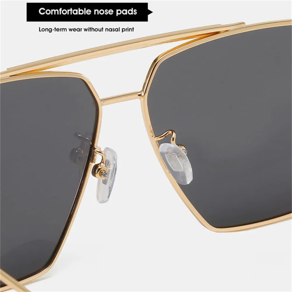 

Поляризованные солнцезащитные очки для женщин, ретро-очки с двойной перемычкой большого размера для мужчин, большие металлические солнцезащитные очки HDUBFY, 6