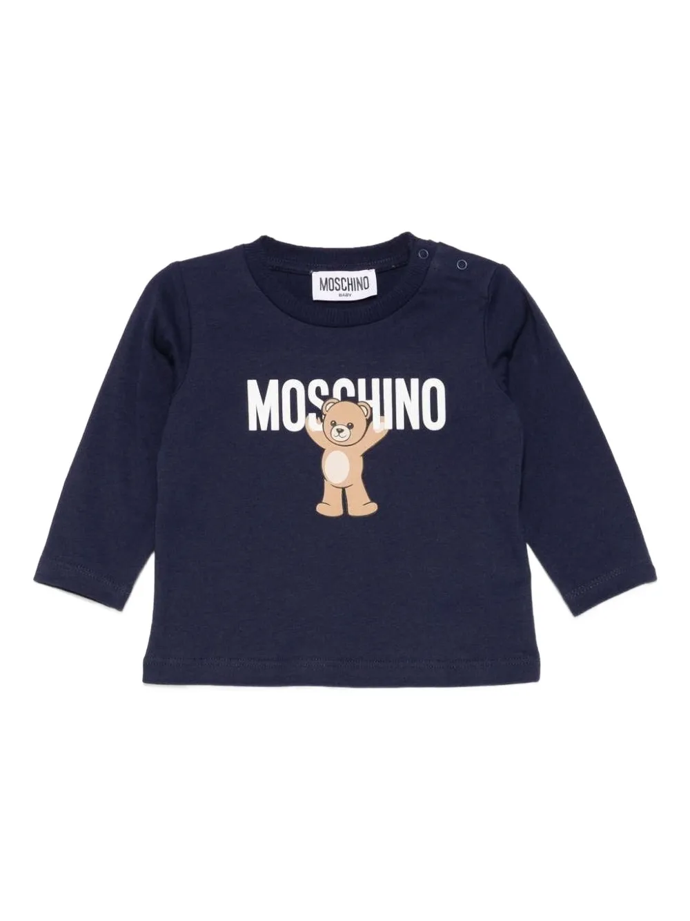 

Футболка из хлопка с изображением медвежонка Moschino Kids, синий