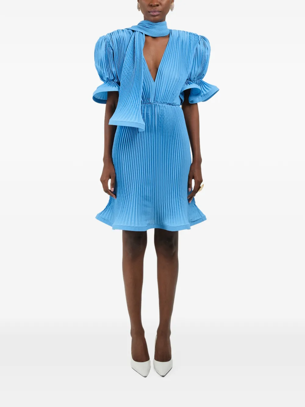 

Плиссированное пышное миди-платье Rowen Rose, синий