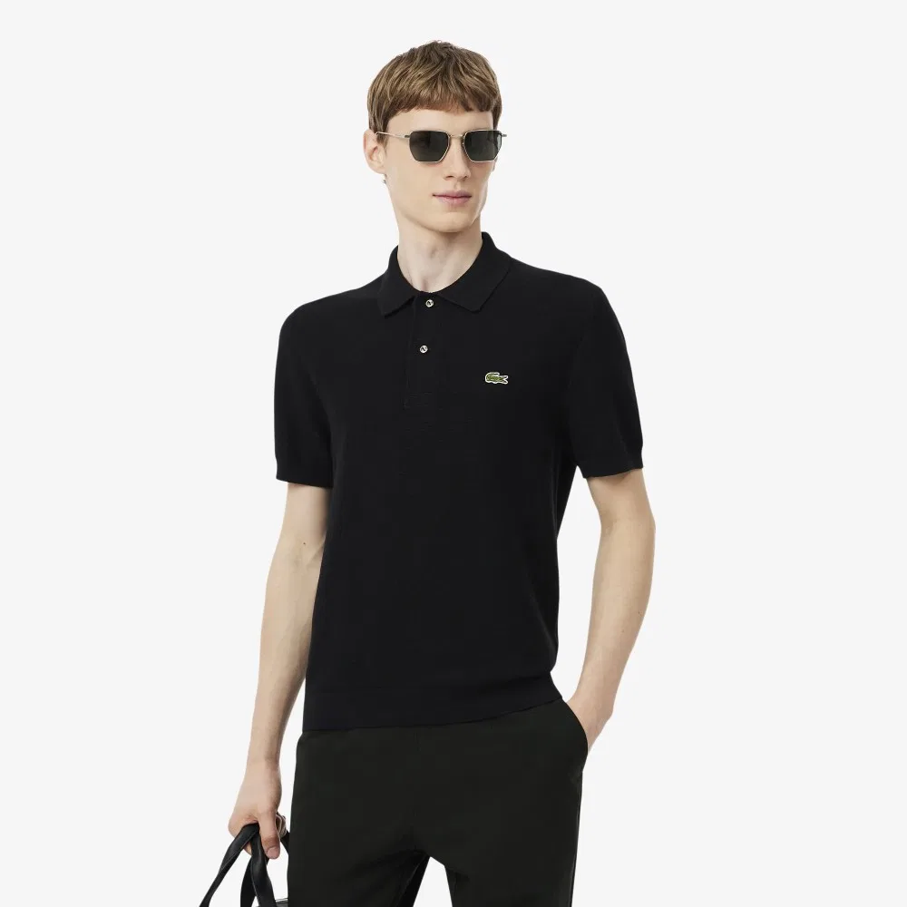 Мужской свитер-поло Links Links с коротким рукавом чёрный от Lacoste