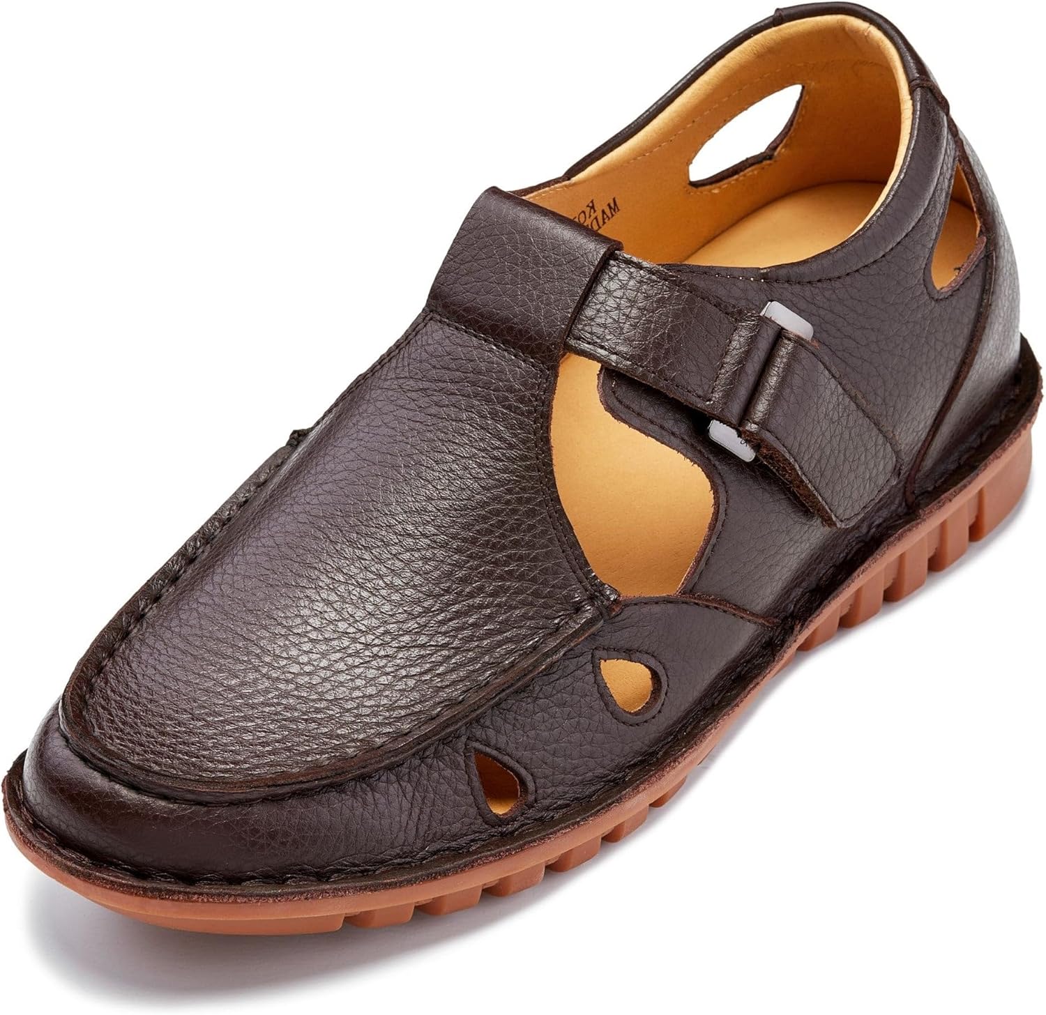 

Мужские невидимые увеличивающие рост туфли CALTO - коричневый кофе, премиальная кожа, легкие повседневные сандалии-рыбацкие - на 7 см выше - K0752 - размер 10 D(M) US