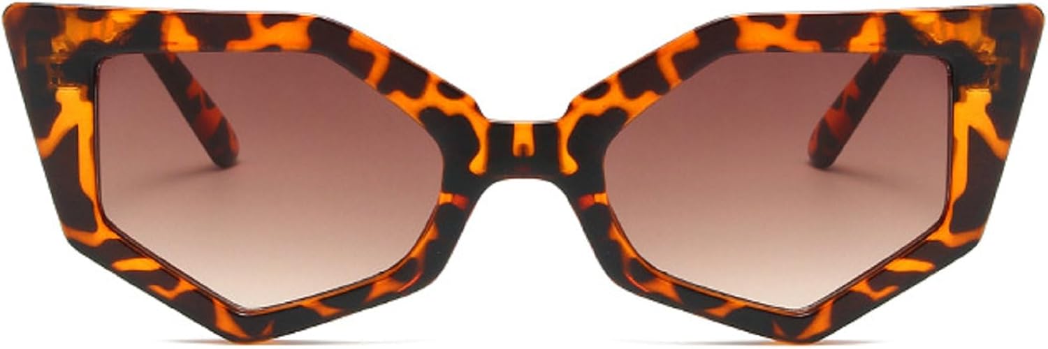 

Солнцезащитные очки «кошачий глаз» для женщин, очки с асимметричным многоугольником, модные дизайнерские солнцезащитные очки для путешествий, солнцезащитные очки для мужчин mincl, Leopard