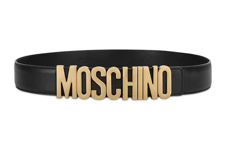 

Кожаный ремень с логотипом MOSCHINO, черный