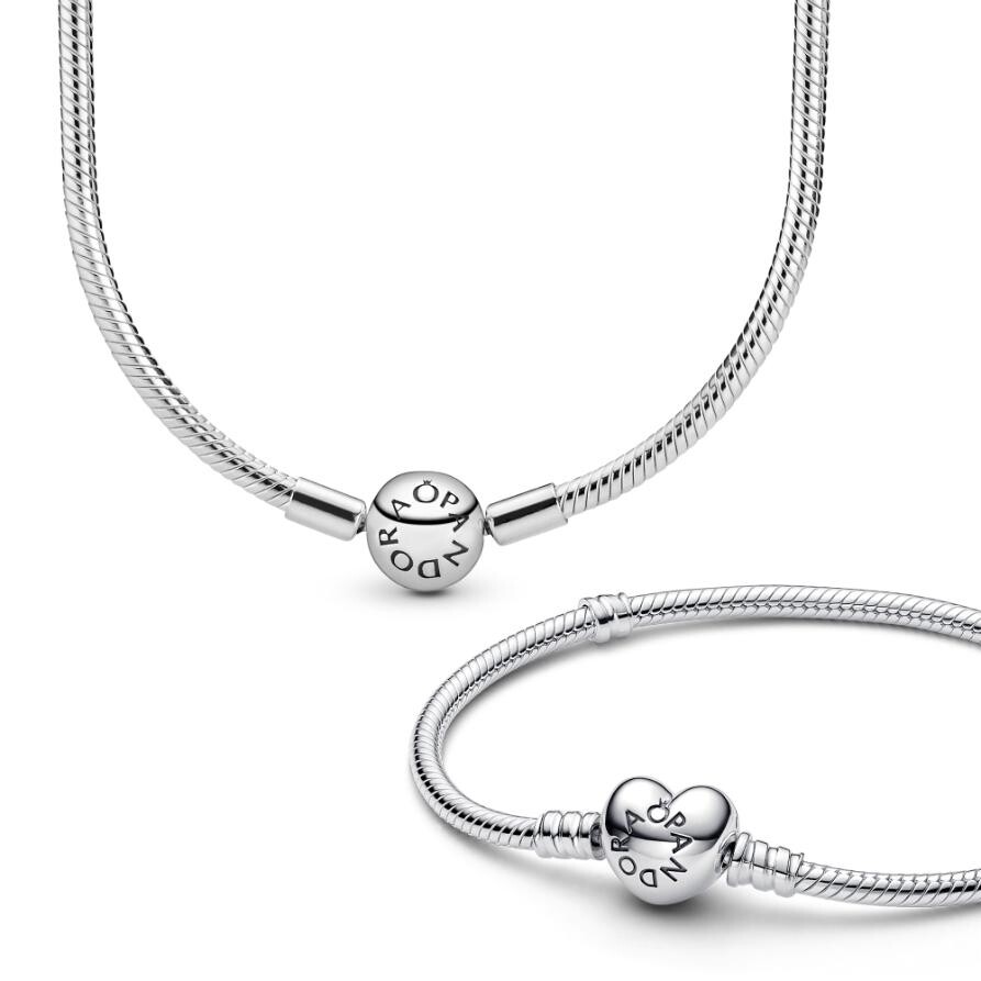 

Ювелирный набор Heart Clasp Snake Chain Custom Jewelry Set Pandora, стерлинговое серебро