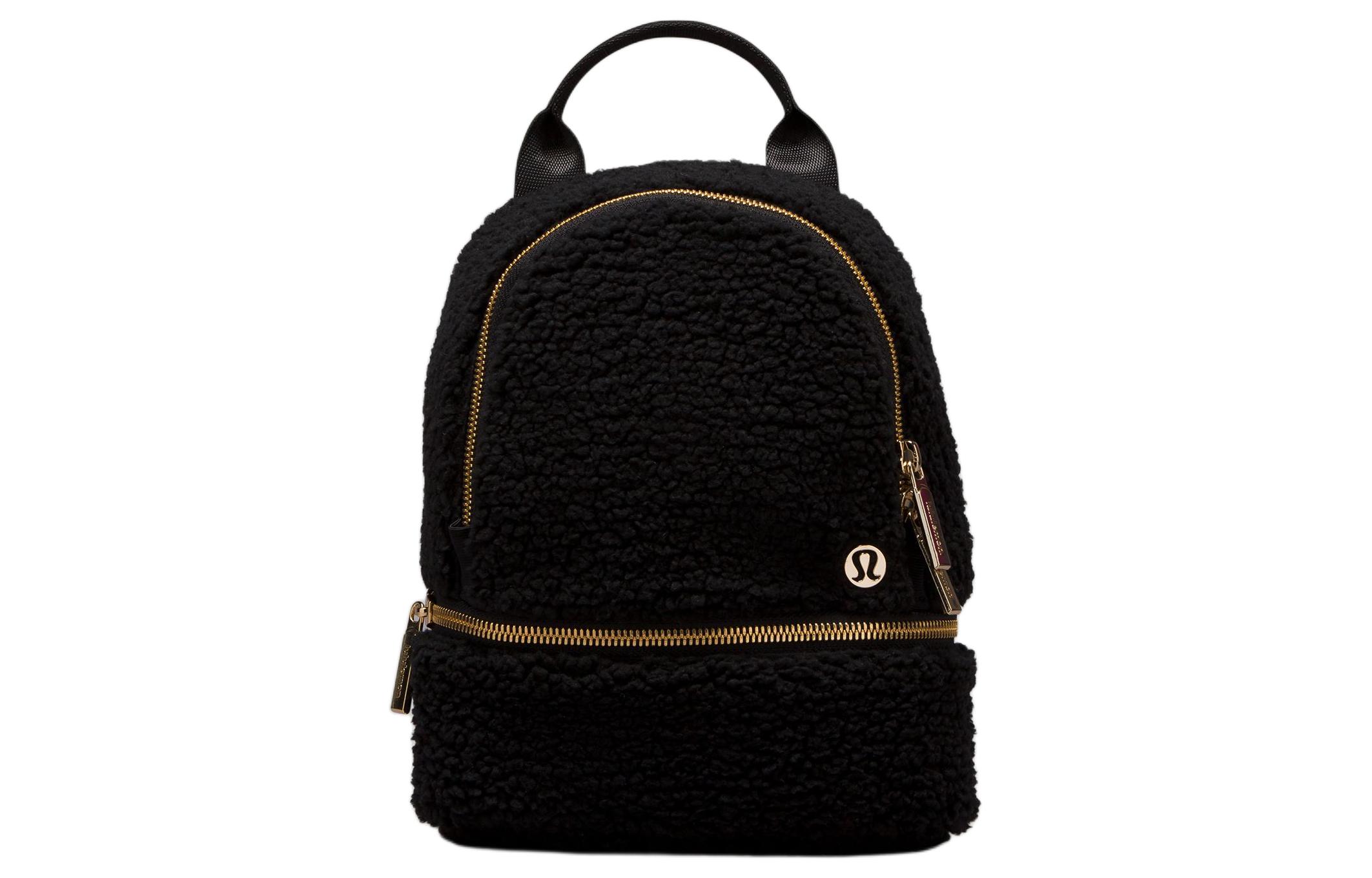 

Lululemon Женский рюкзак из велюровой ткани микро черный с золотым, Black & Gold