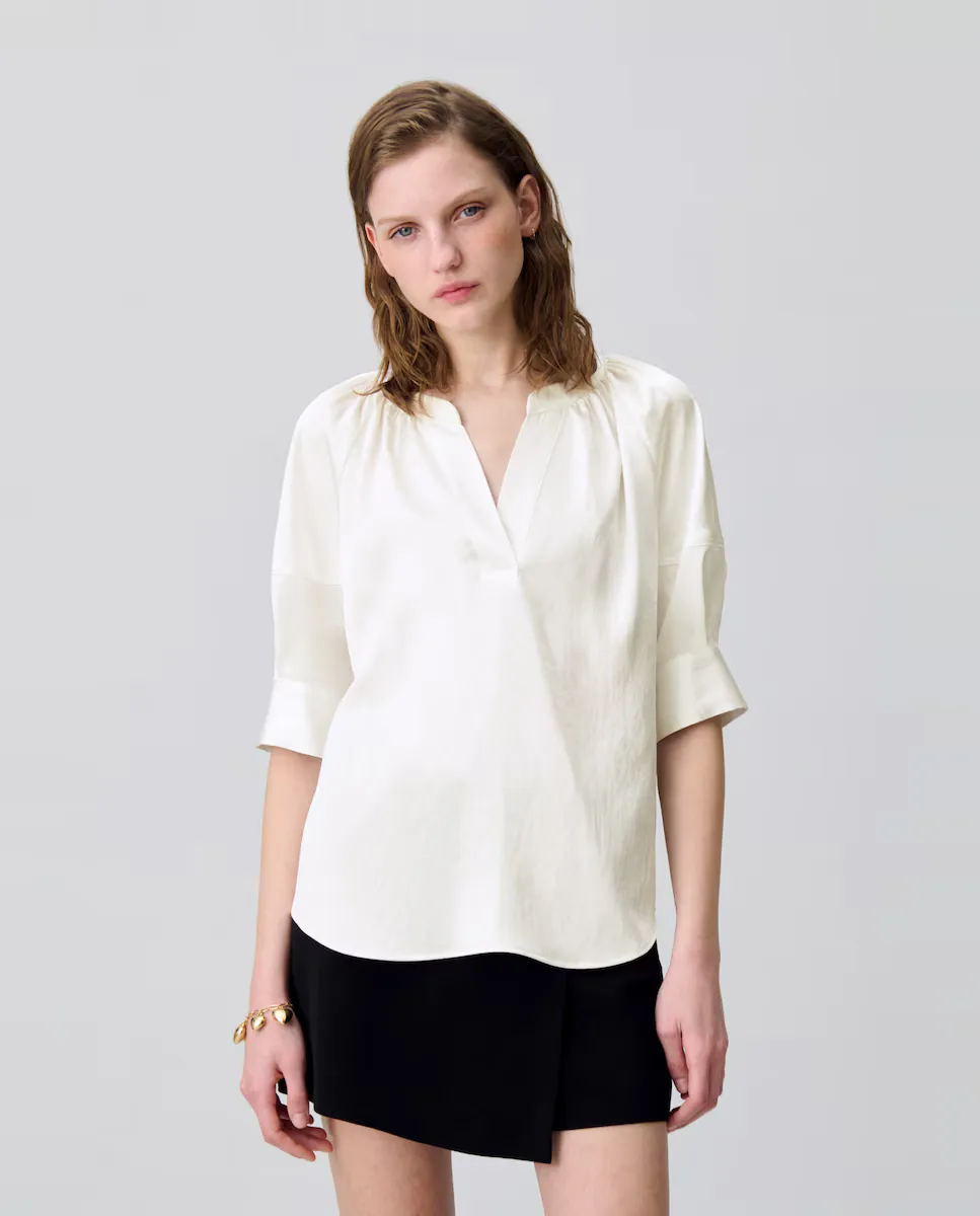 

Струящаяся женская блузка с тунисским воротником Claudie Pierlot, белый