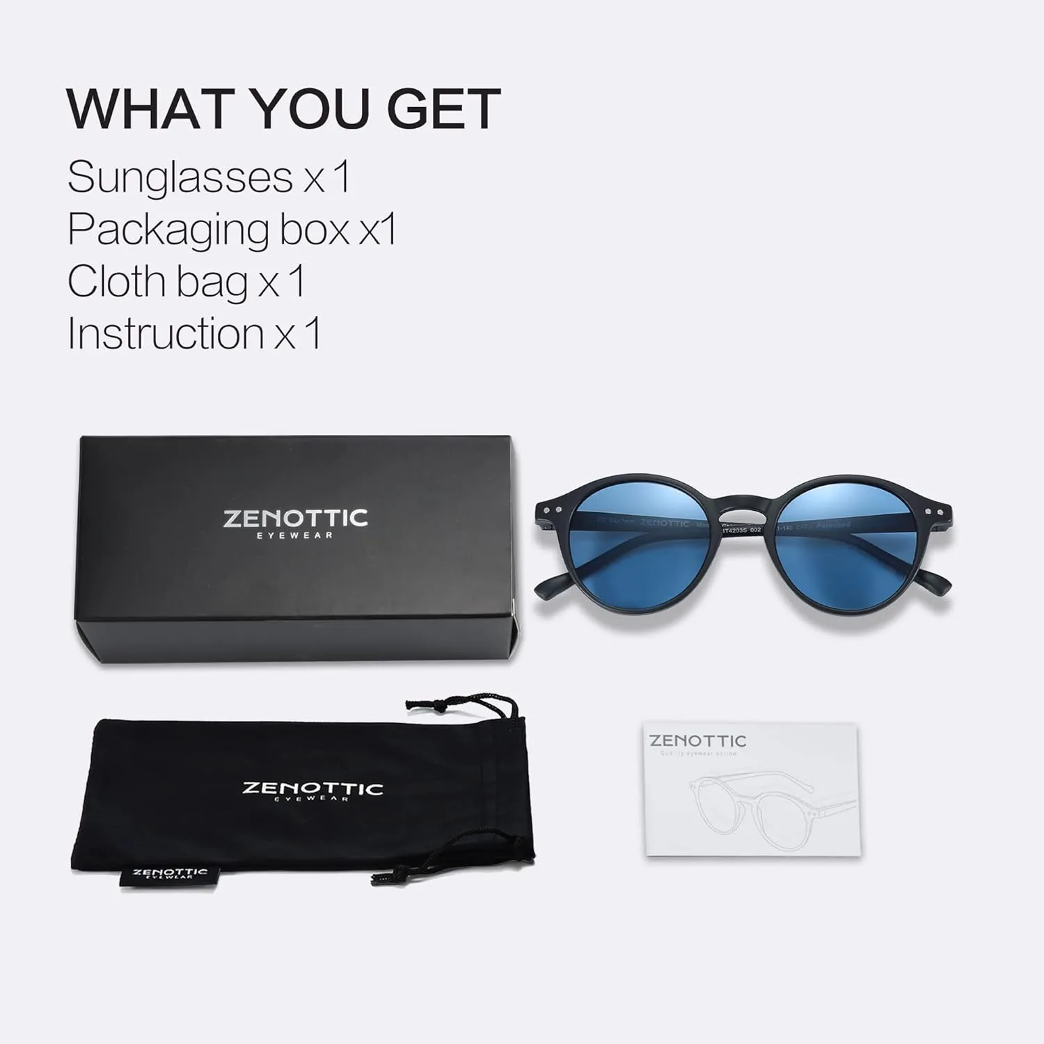 

Круглые поляризованные солнцезащитные очки ZENOTTIC, стильные солнцезащитные очки для мужчин и женщин в стиле ретро и классика, широкий выбор моделей, Black/Blue