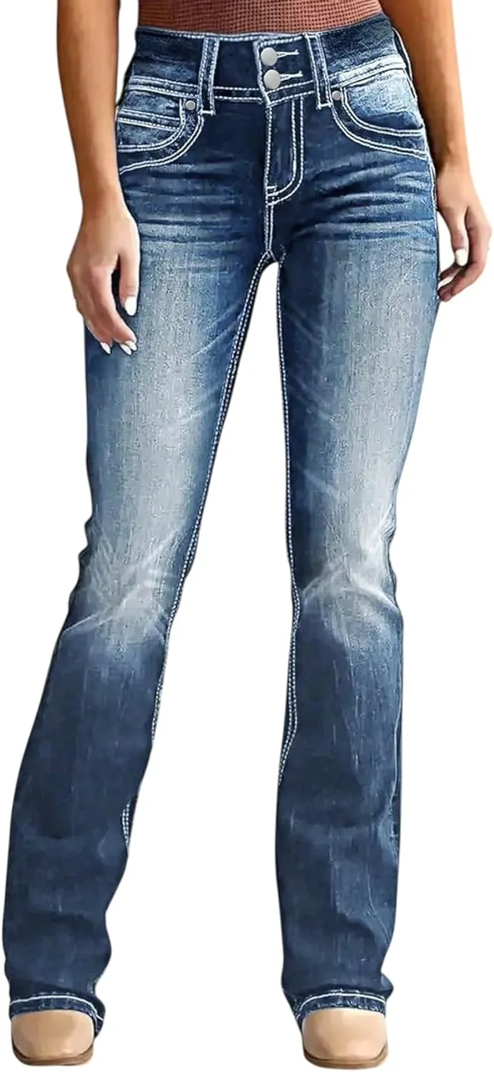 

Женские джинсы-клеш скинни stretch mid waist bootcut CFNZER