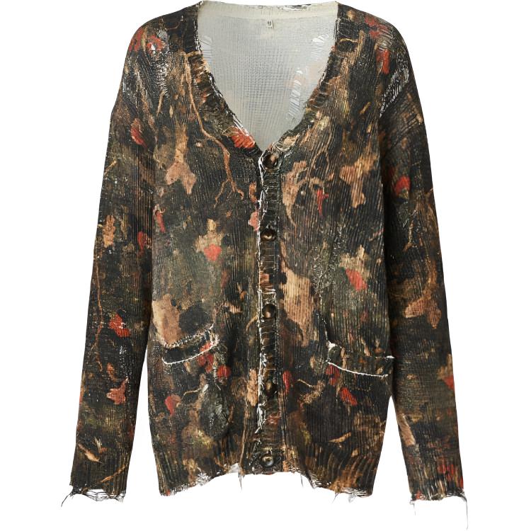 

Кардиган с карманом, слегка потертый R13, зеленый leaf camouflage