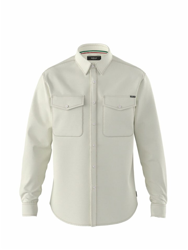 

Рубашка Replay Hemd WHITE COTTON TWILL, белый