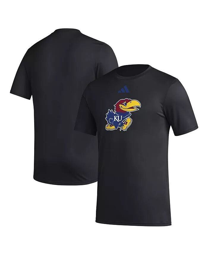 

Мужская черная футболка Kansas Jayhawks Primary Locker Logo Pre-Game AEROREADY adidas