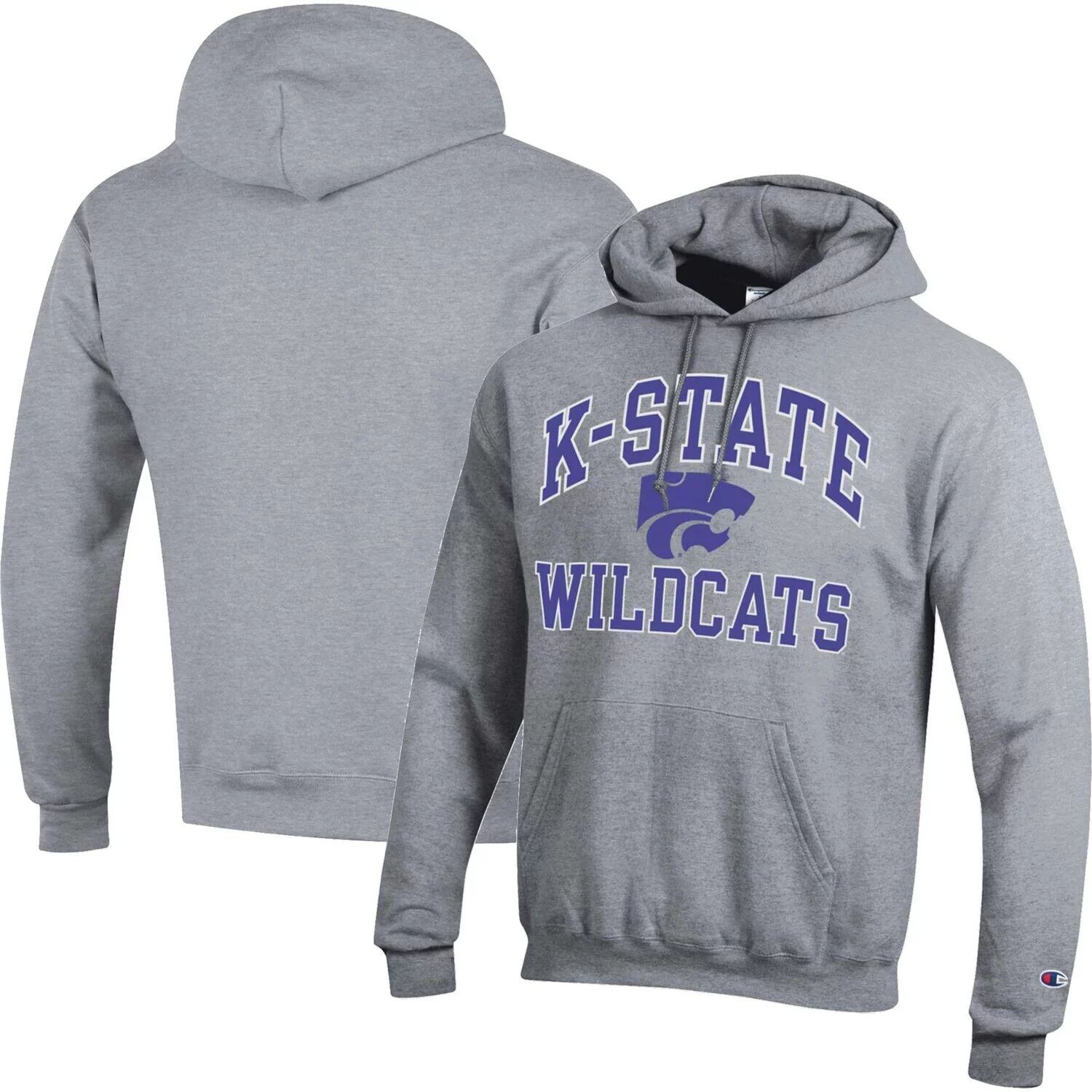 

Мужской пуловер с капюшоном Heather Grey Kansas State Wildcats High Motor Champion