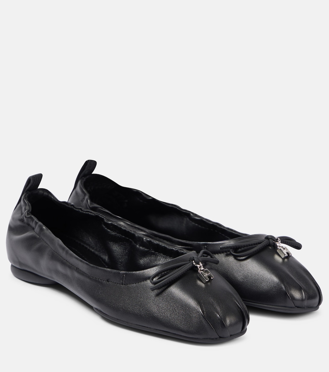 Кожаные балетки с бантом H684 Hogan, Nero