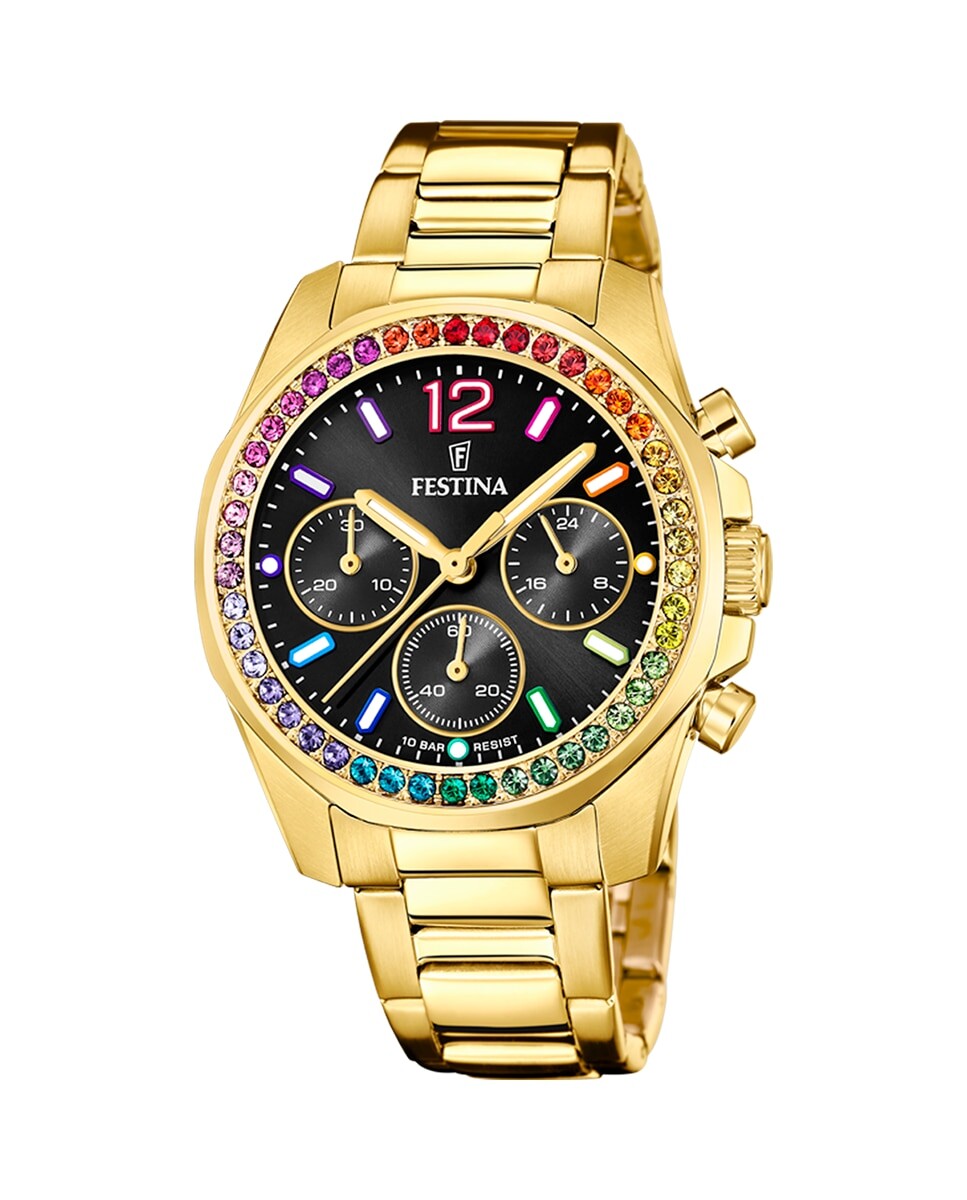 

F20609/3 Женские часы Boyfriend из золотой стали Festina, золотой