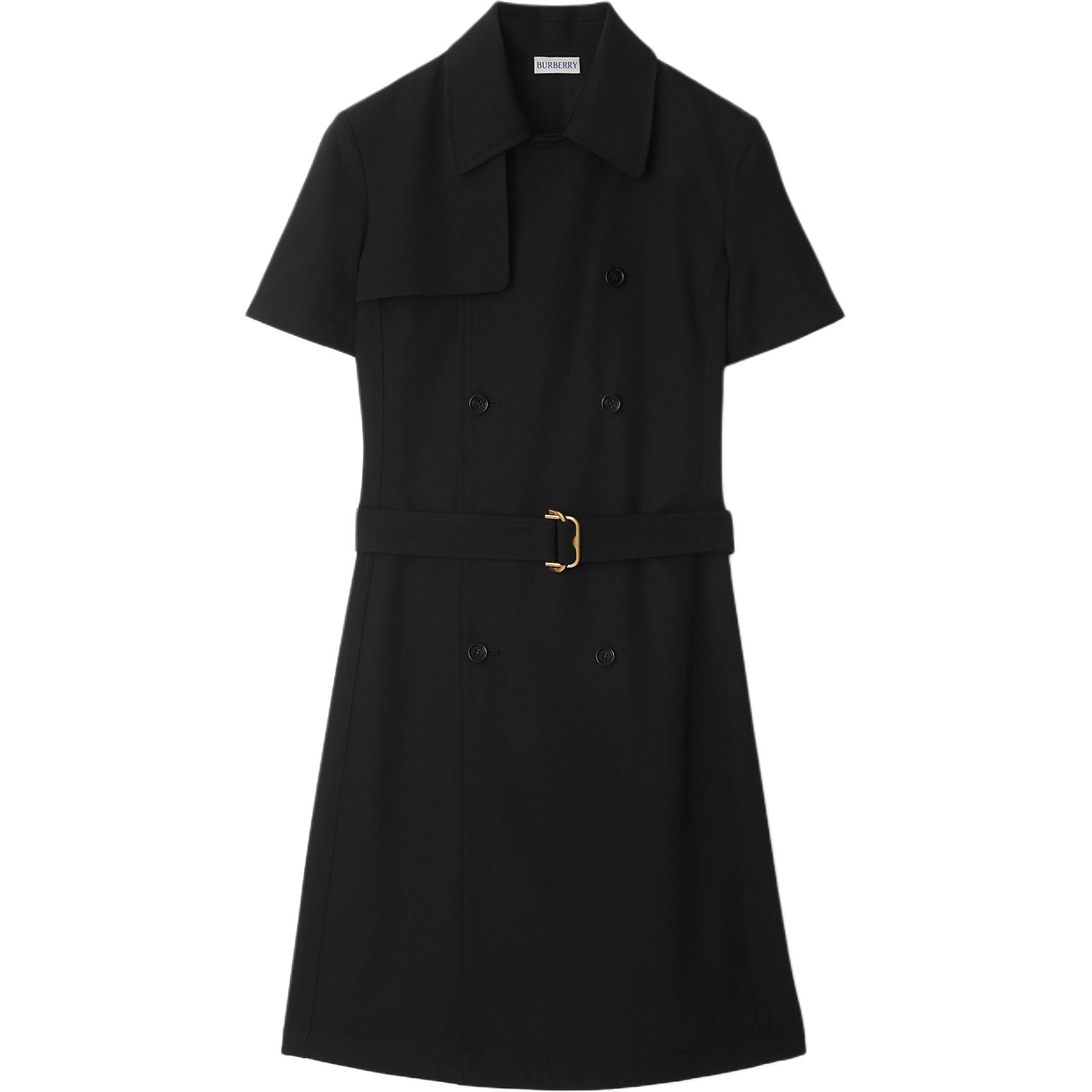 Мини-платье с двойной застежкой и поясом Burberry, черный — фото 2