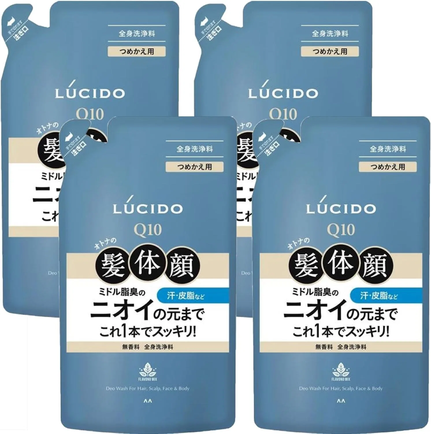 Гель для душа LUCIDO Deo Wash, набор 4 бутылки по 380 мл, для мужчин, без отдушки