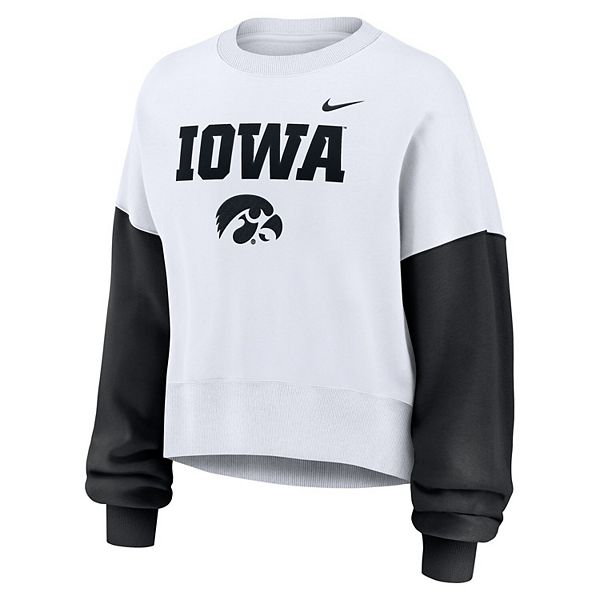 Женский белый оверсайз укороченный свитшот iowa hawkeyes с цветными блоками Nike — фото 3