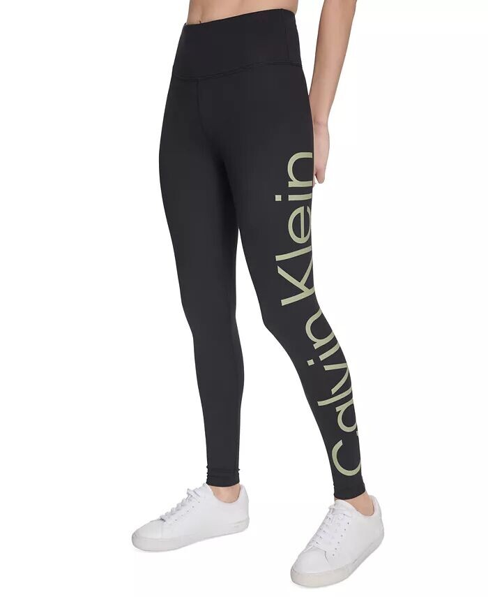 

Женские леггинсы Active с высокой талией и логотипом Jumbo во всю длину Calvin Klein, серый
