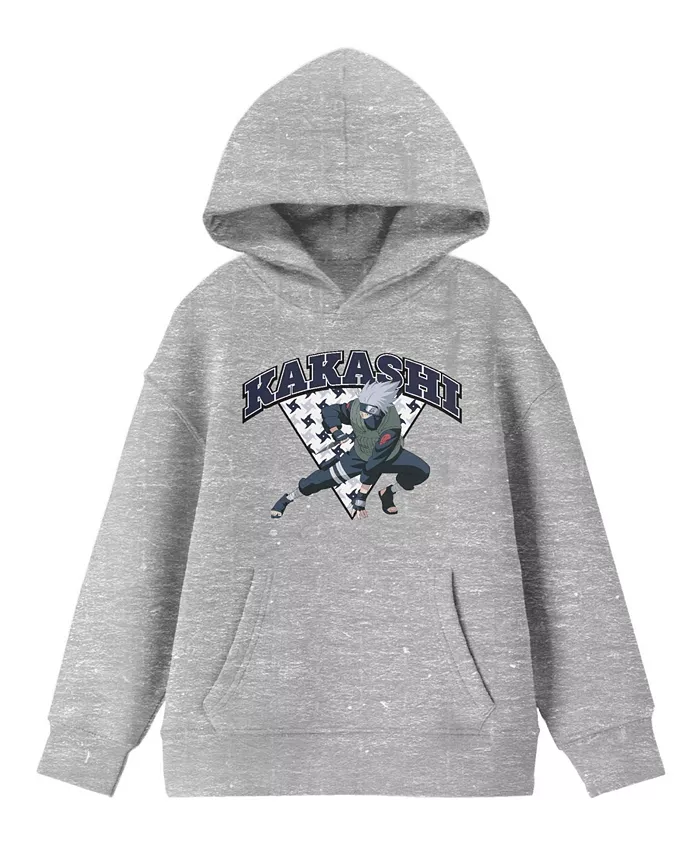 

Классическая молодежная толстовка с капюшоном Kakashi Fighting Stance Heather Gray Graphic Hoodie, размер S Naruto, серый