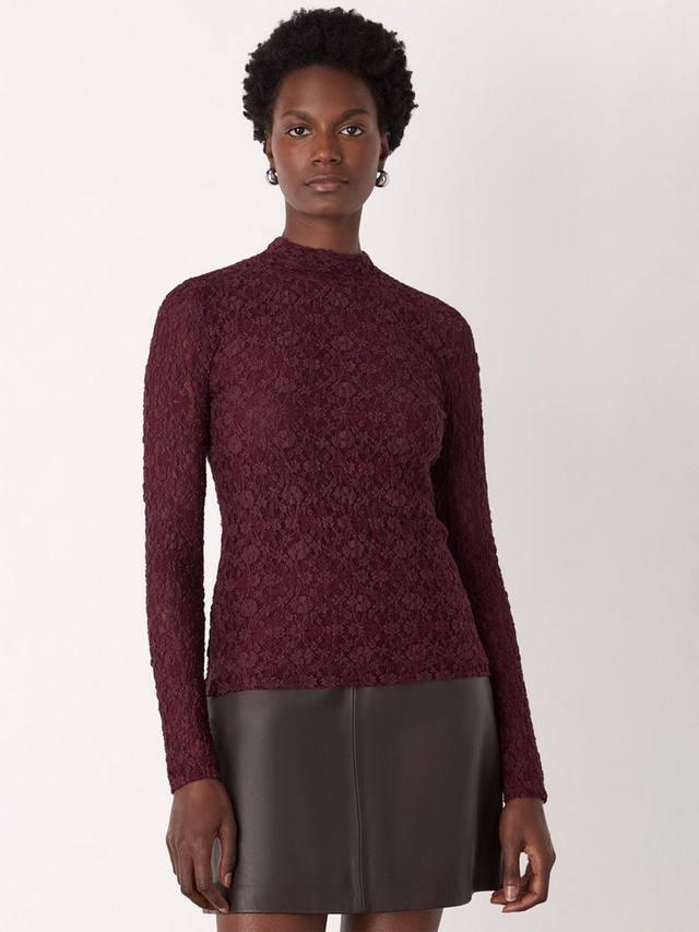 

Топ с высоким воротником и кружевными деталями Whistles, Burgundy
