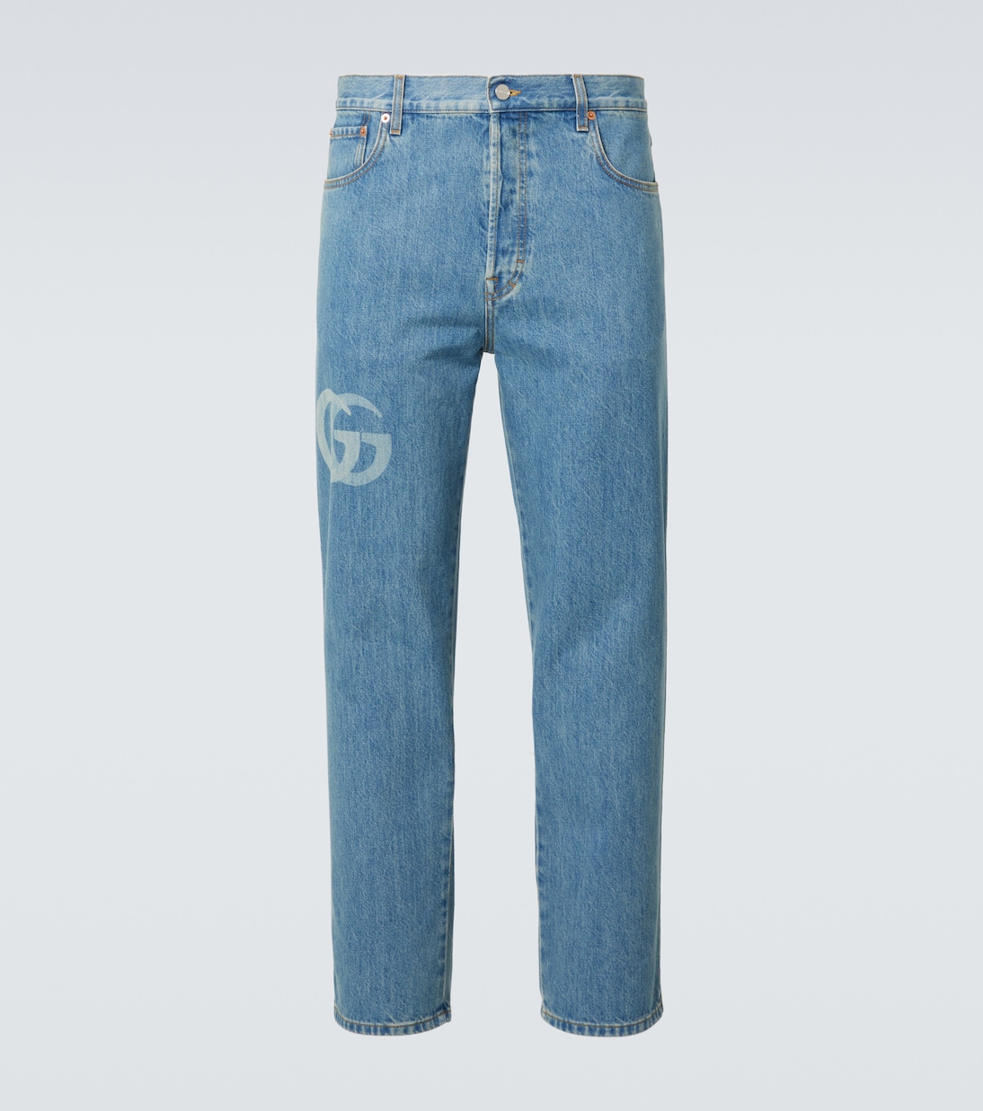 

Джинсы Double G с заниженной талией, узкие Gucci, Blue/Ivory