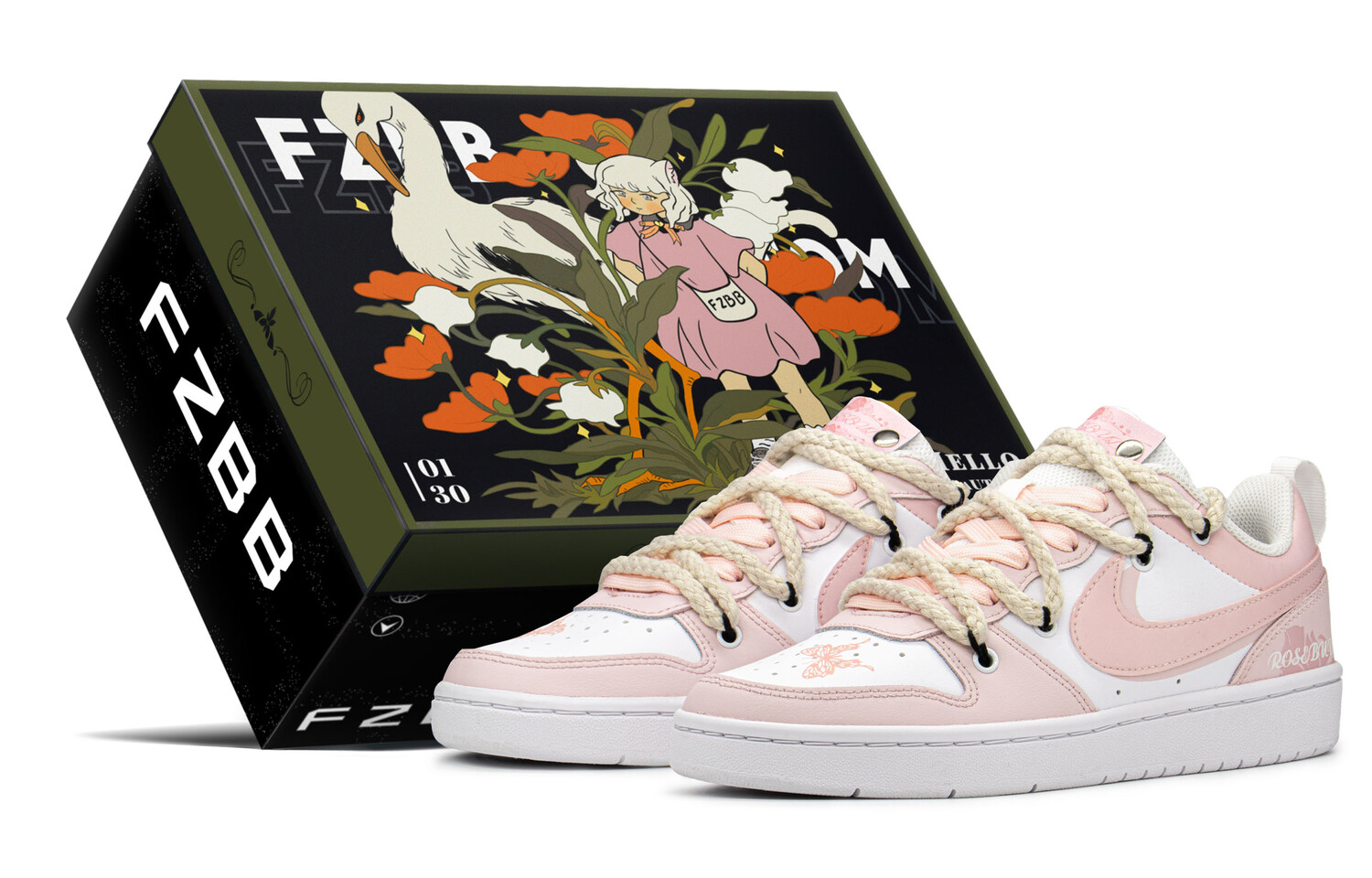 

Кроссовки Nike Court Borough Skateboard Shoes Women's Low-Top Pink White