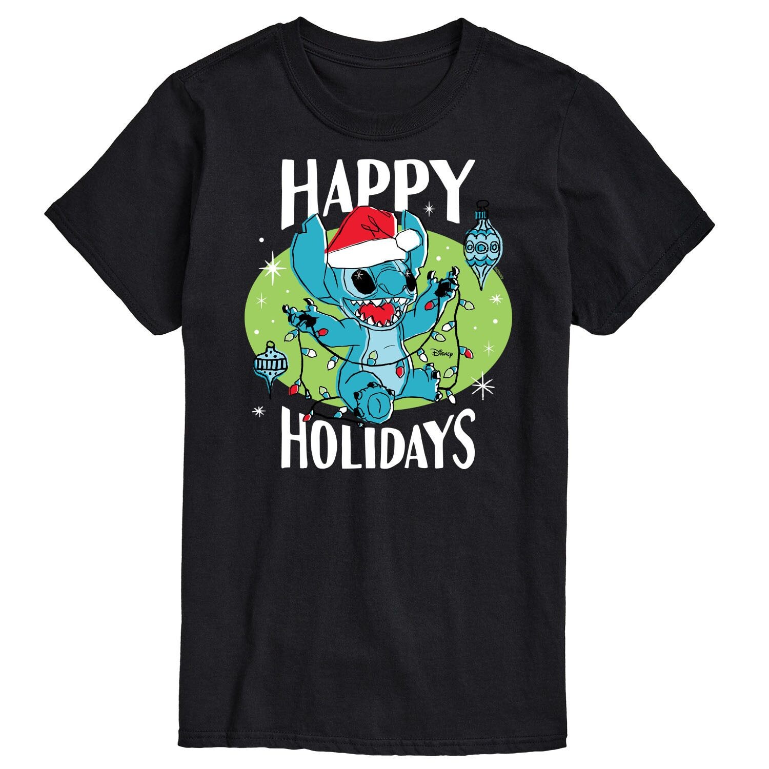 

Футболка с рисунком Lilo & Stitch Big & Tall Happy Holidays Disney, черный