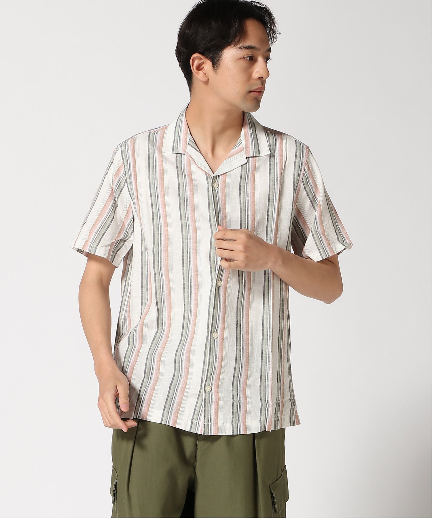 (U) Рубашка стандартного кроя из смеси льна для отдыха GAP, MULTI_STRIPE — фото 3