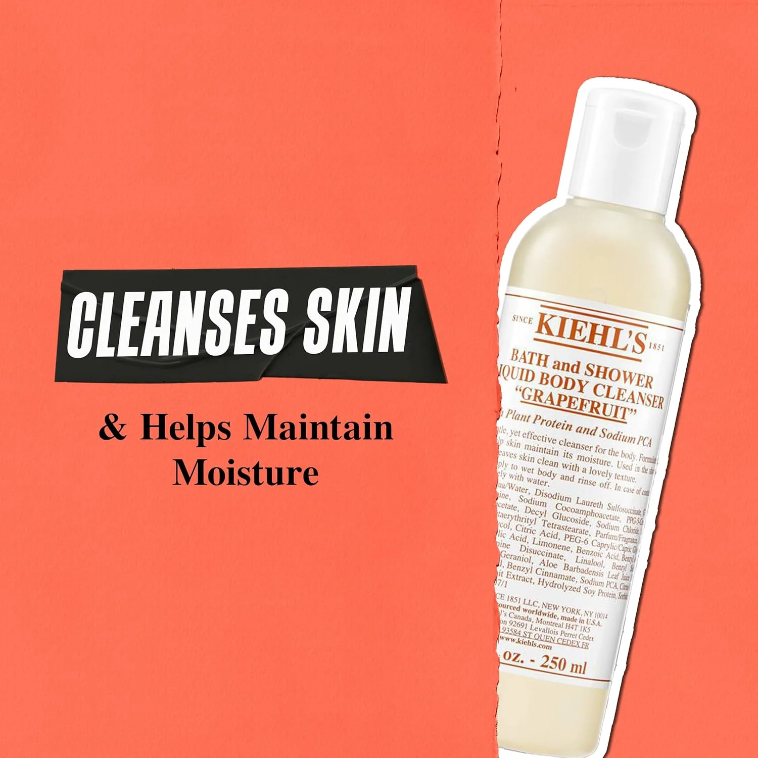 Kiehl's Grapefruit Liquid Body Cleanser, нежный и освежающий пенящийся гель для душа, поддерживает влажность, смягчает и увлажняет кожу 1000 мл / 1 литр — фото 4