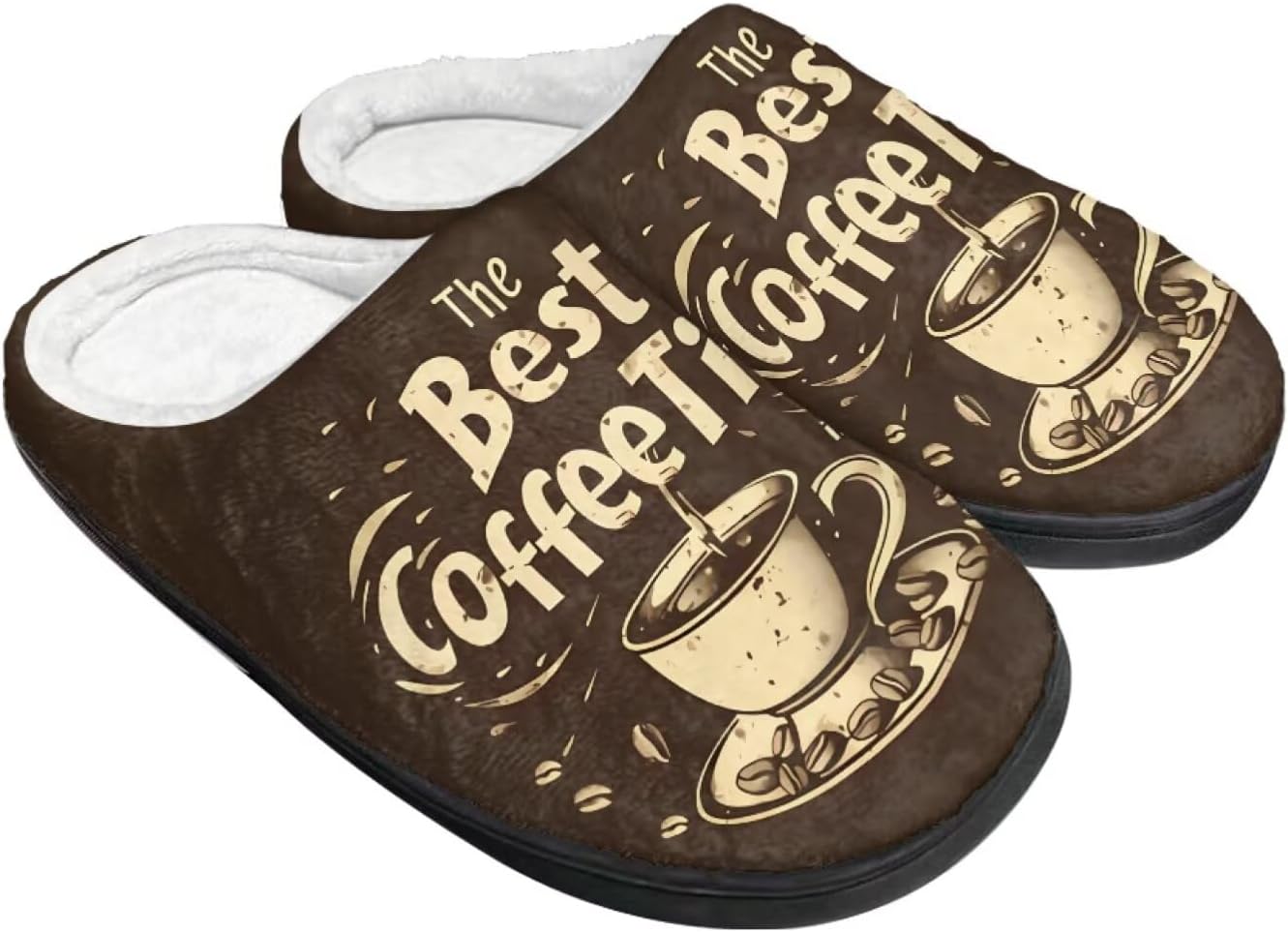 

Унисекс тапочки Howilath из фланели, модные домашние тапочки с теплым и дышащим флисом, размеры-2XL, Best Coffee Time