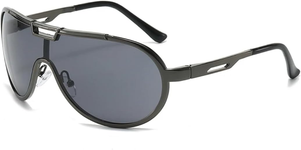 

Мужские солнцезащитные очки с массивными металлическими двойными перемычками, модные цельные женские солнцезащитные очки с градиентным затемнением и защитой от УФ-излучения UV400 VRTRFFTR, Gun Grey