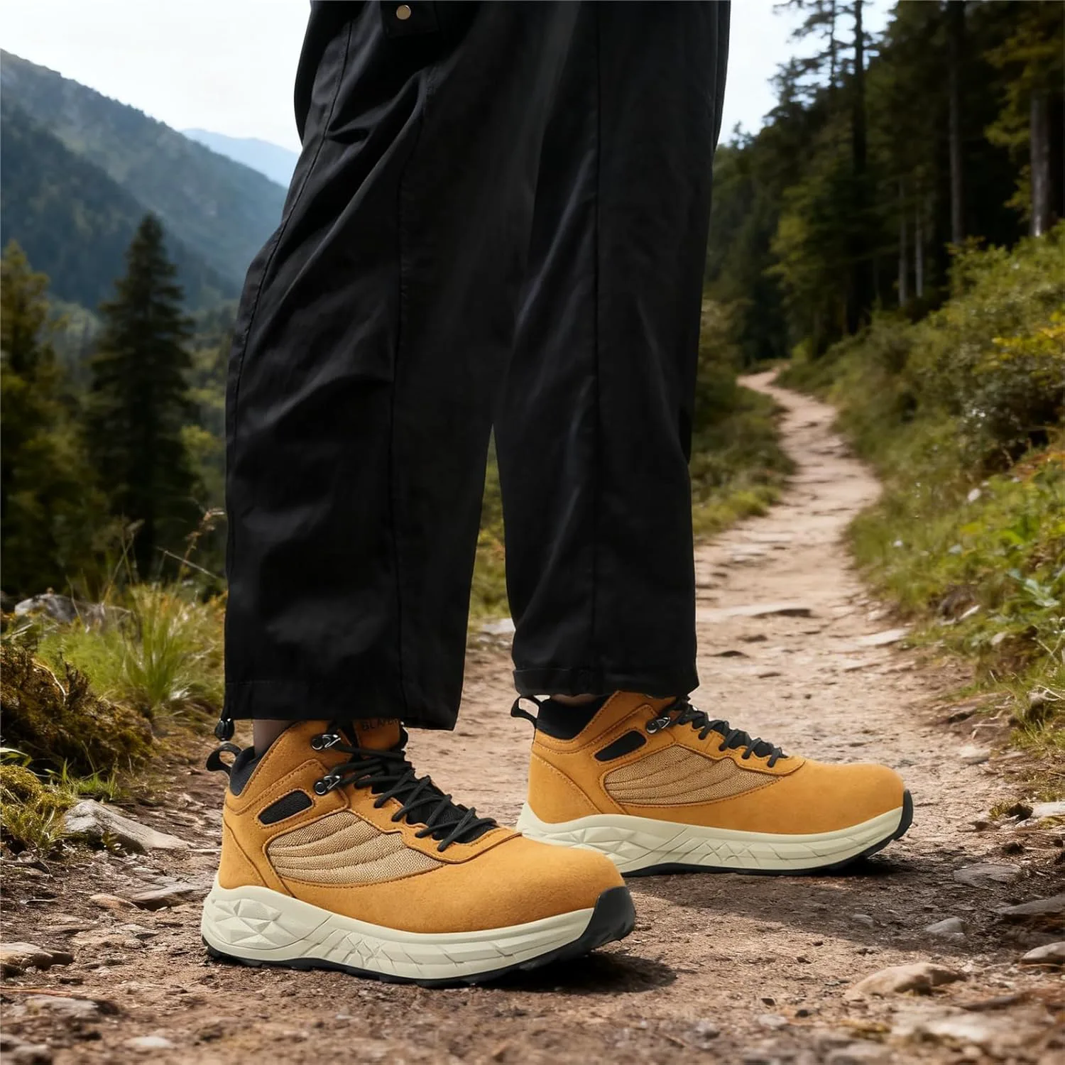 Мужские защитные ботинки с металлическим носком, устойчивые к проколам рабочие туфли, противоскользящие кожаные безопасные кроссовки, легкая, дышащая и комфортная промышленная обувь Blapek, черный — фото 3