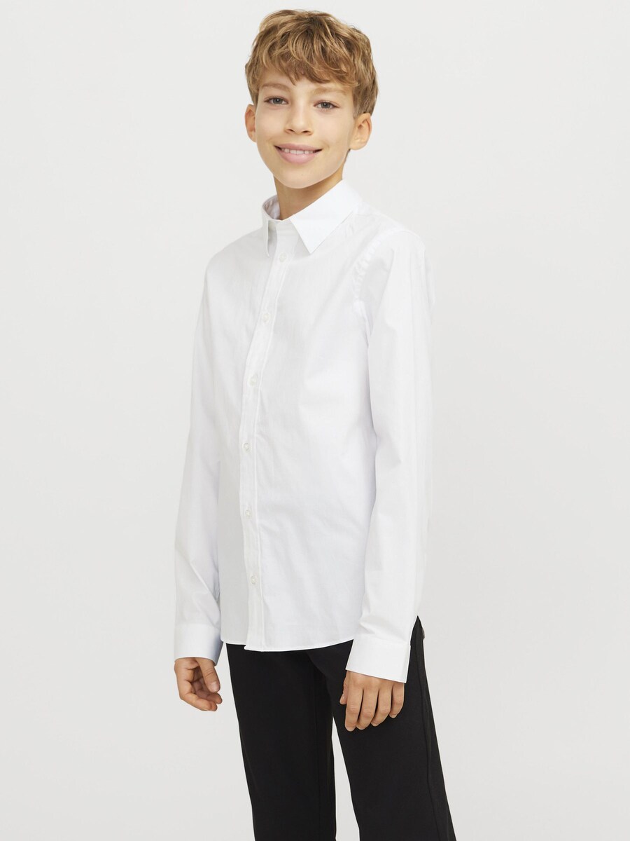 Рубашка на пуговицах классического кроя Jack & Jones Junior JJEAxel, белый — фото 2