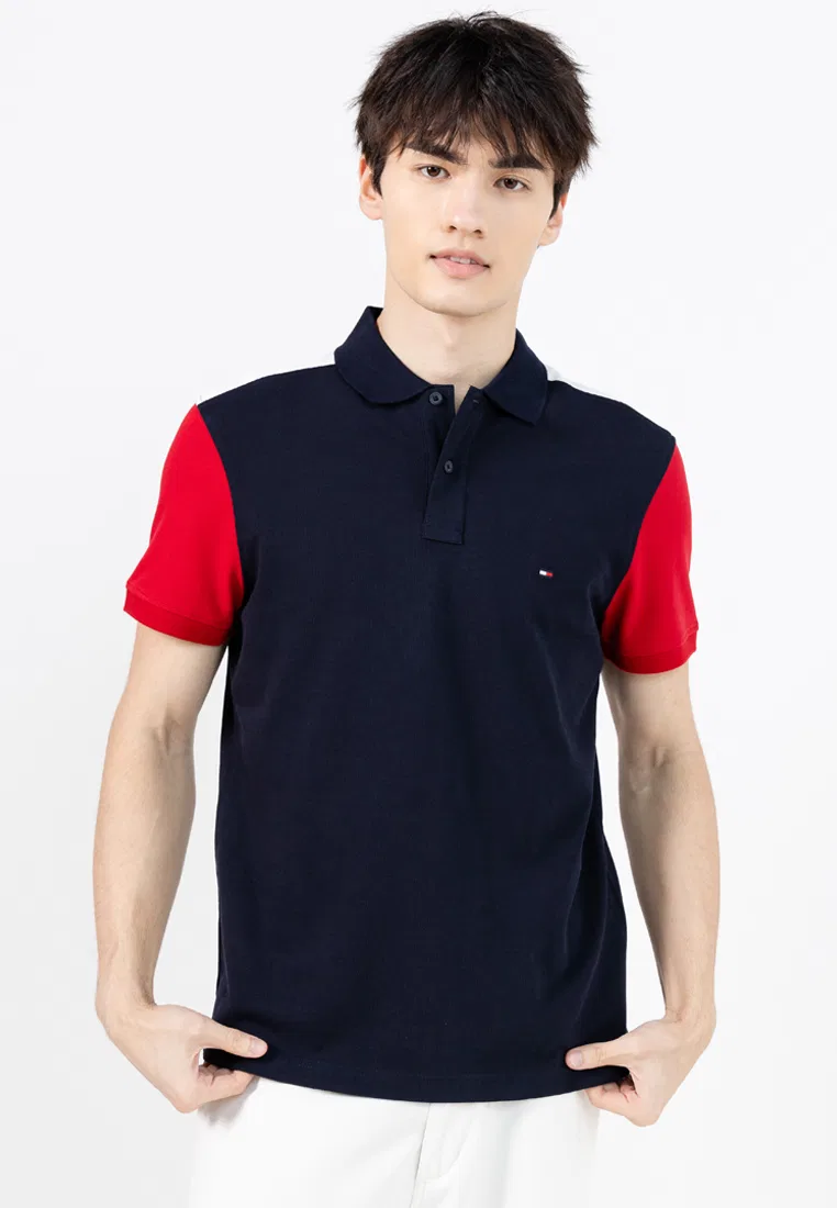 Поло Regular Fit, колорблок, пике, Th Mainline Tommy Hilfiger, темно-синий/мультиколор