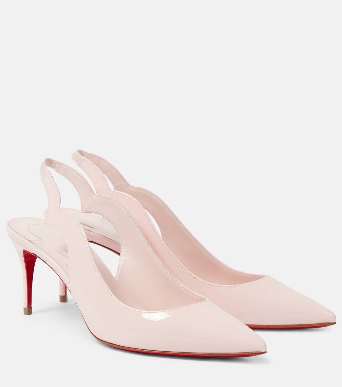 Туфли-лодочки Hot Chick Sling 70 из кожи с открытой пяткой Christian Louboutin, цвет poupee/lin poupee
