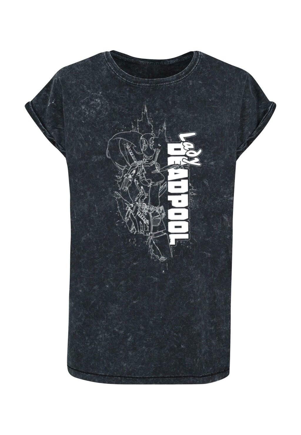 

Футболка с принтом DEADPOOL OUTLINE ACID WASHED ABSOLUTE CULT, черный