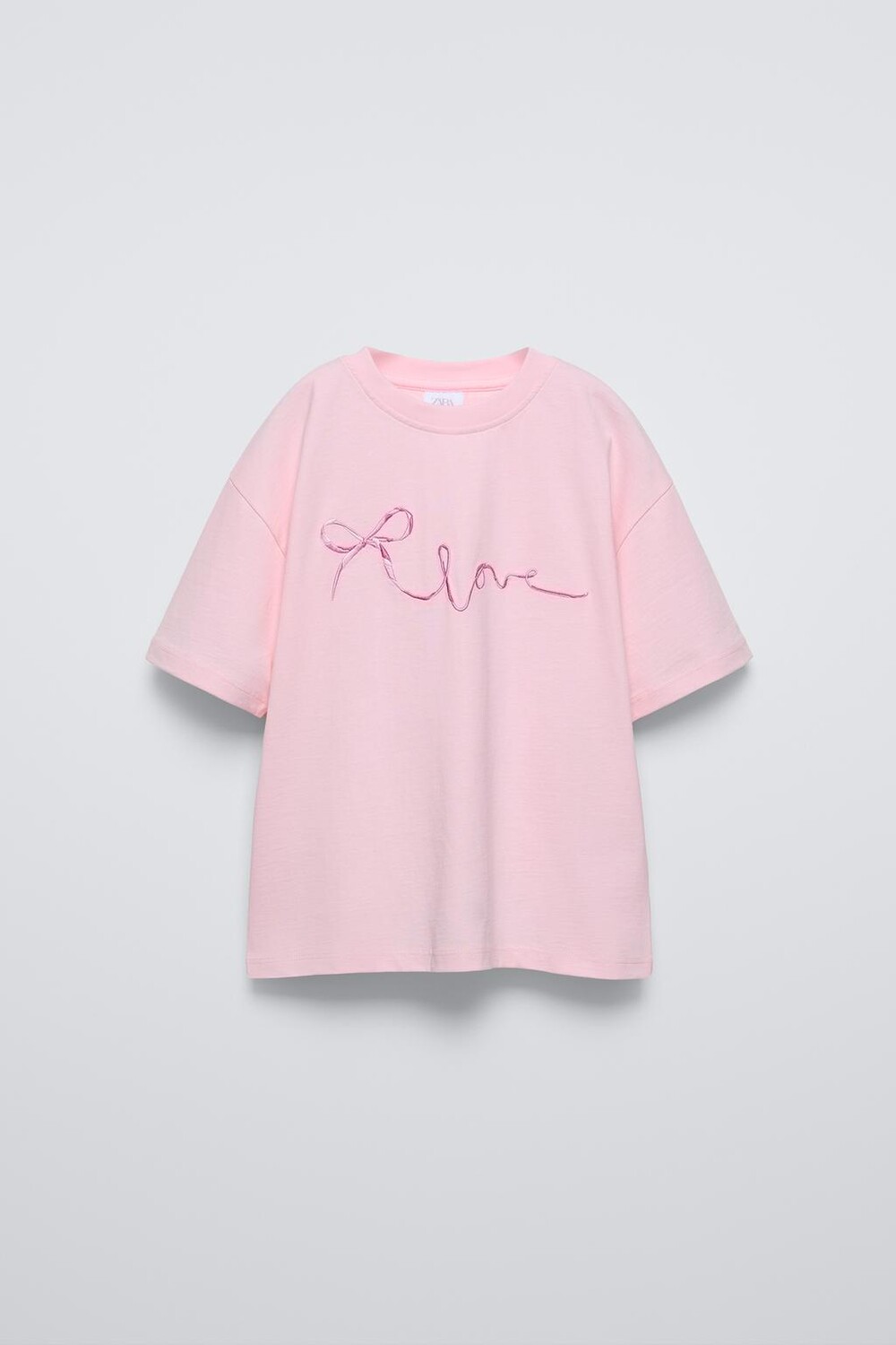 

Футболка с вышитым бантом ZARA, розовый